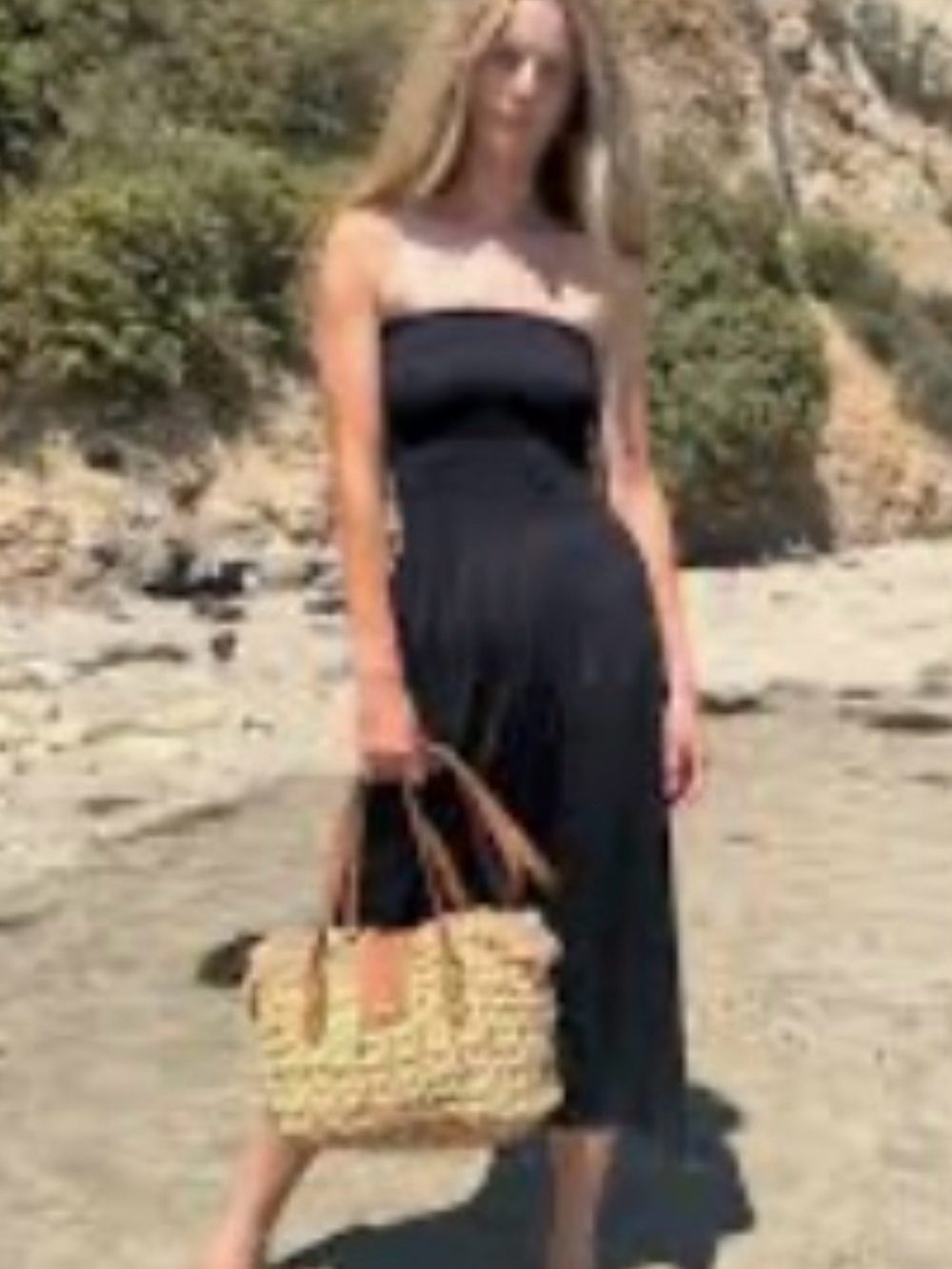 Bleusalt Black Smocked Maxi Dress